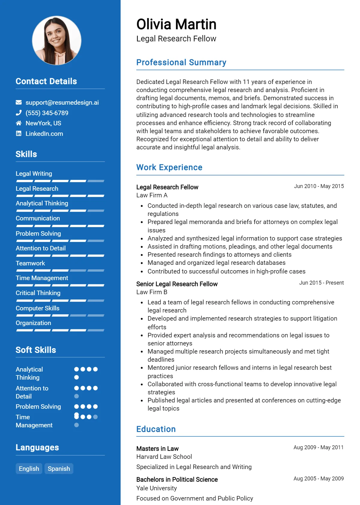 Legal Research Fellow Resume Example