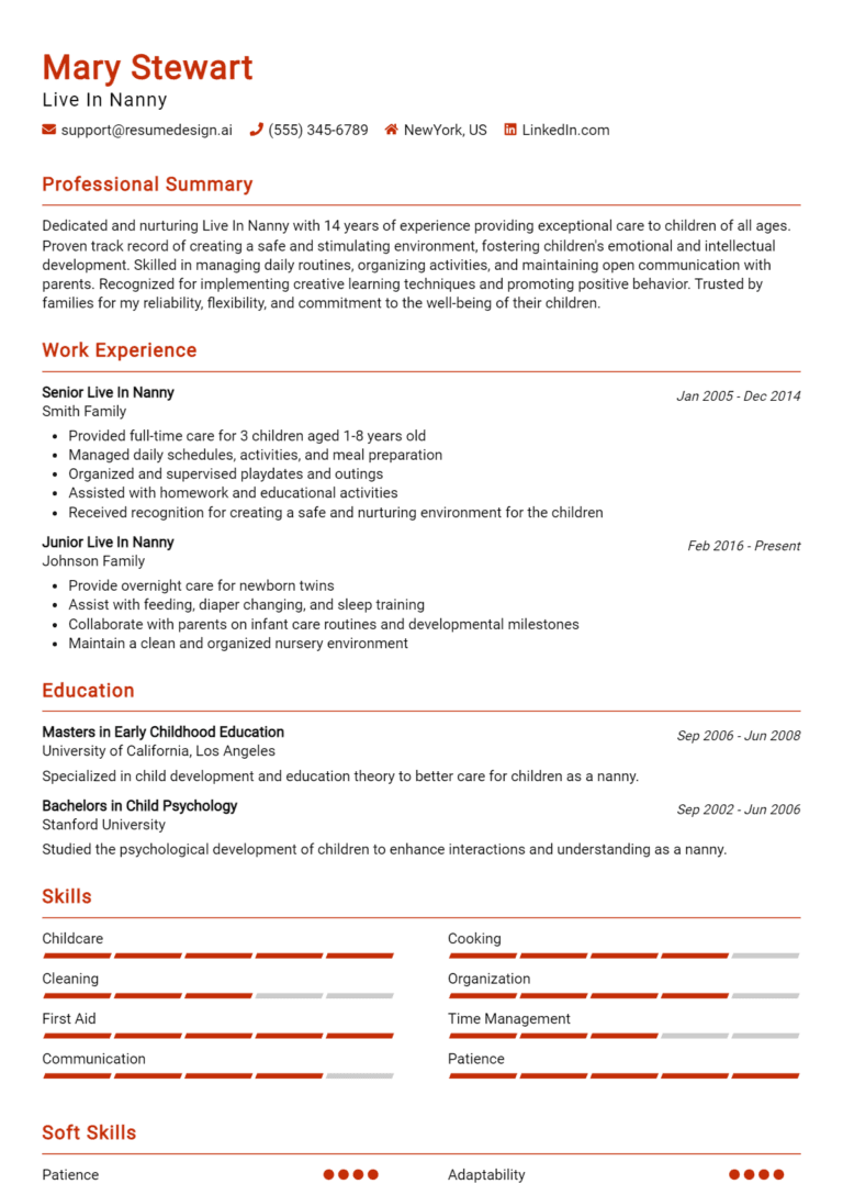 18 Live-In Nanny Resume Examples And Templates for 2025