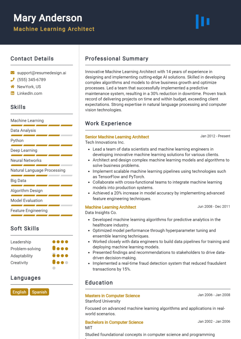 24 Cloud Architect Resume Examples - Machine Learning Architect Resume Example 768x1078 