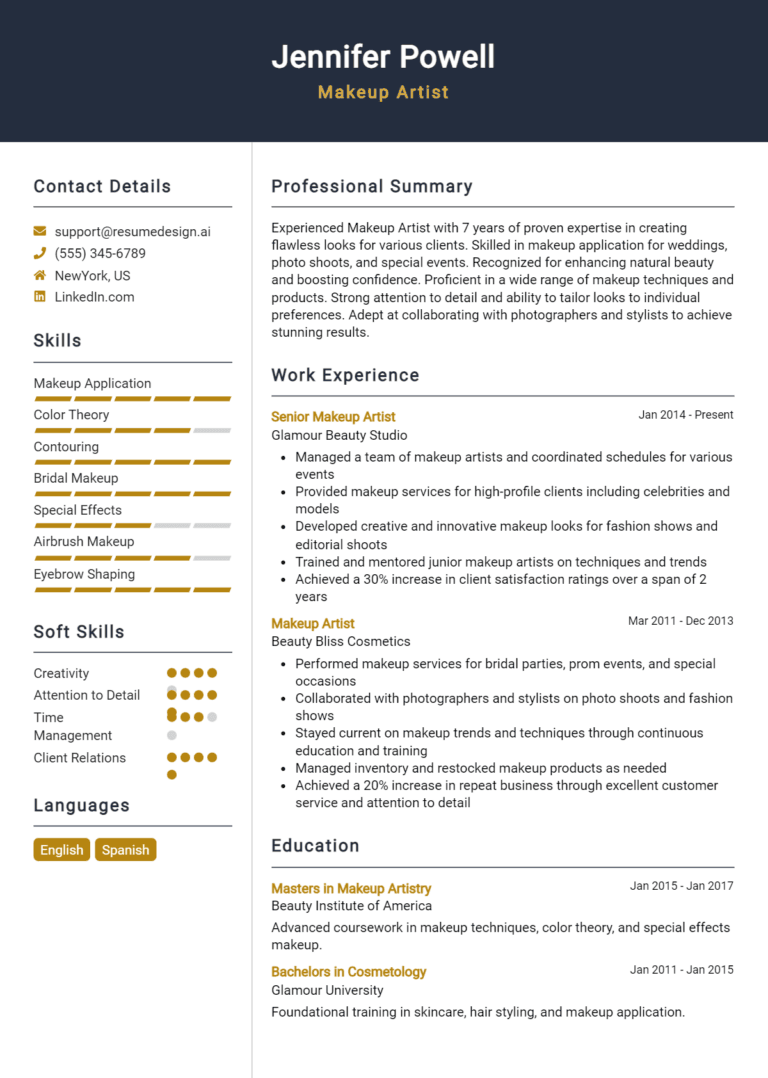 16 Makeup Artist Resume Examples And Templates for 2025: Best Tips