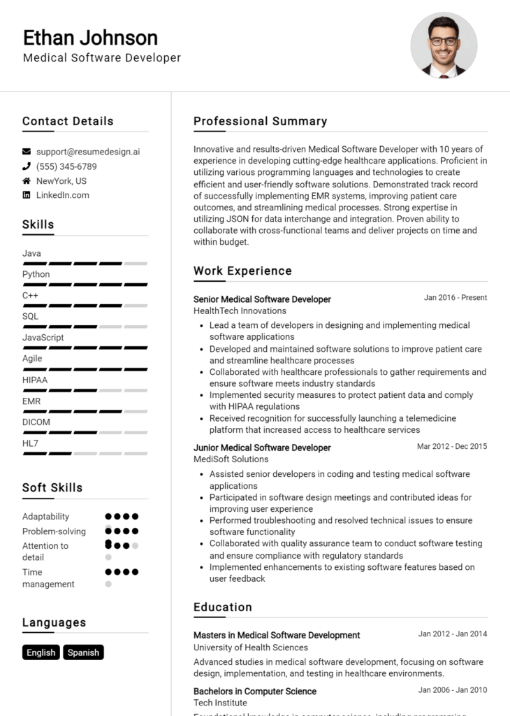 Medical Software Developer Resume Example (1)