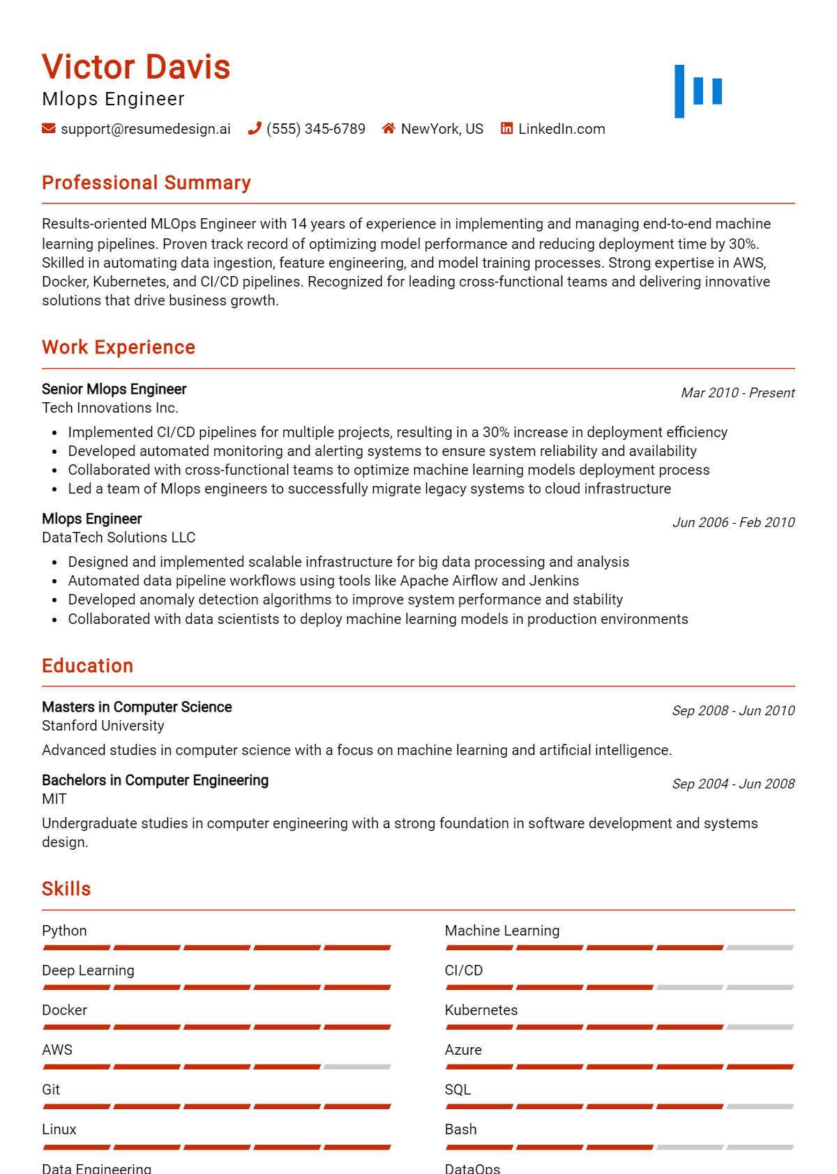 Mlops Engineer Resume Example