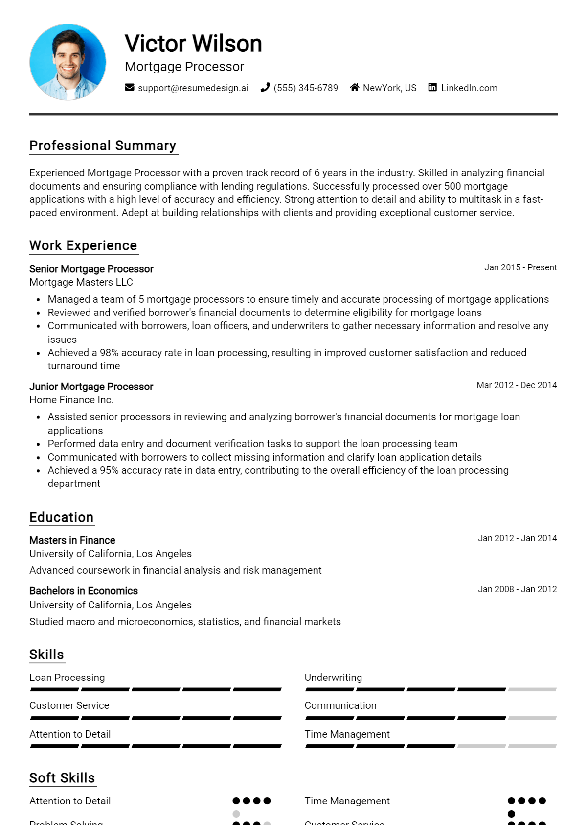 Mortgage Processor Resume Example