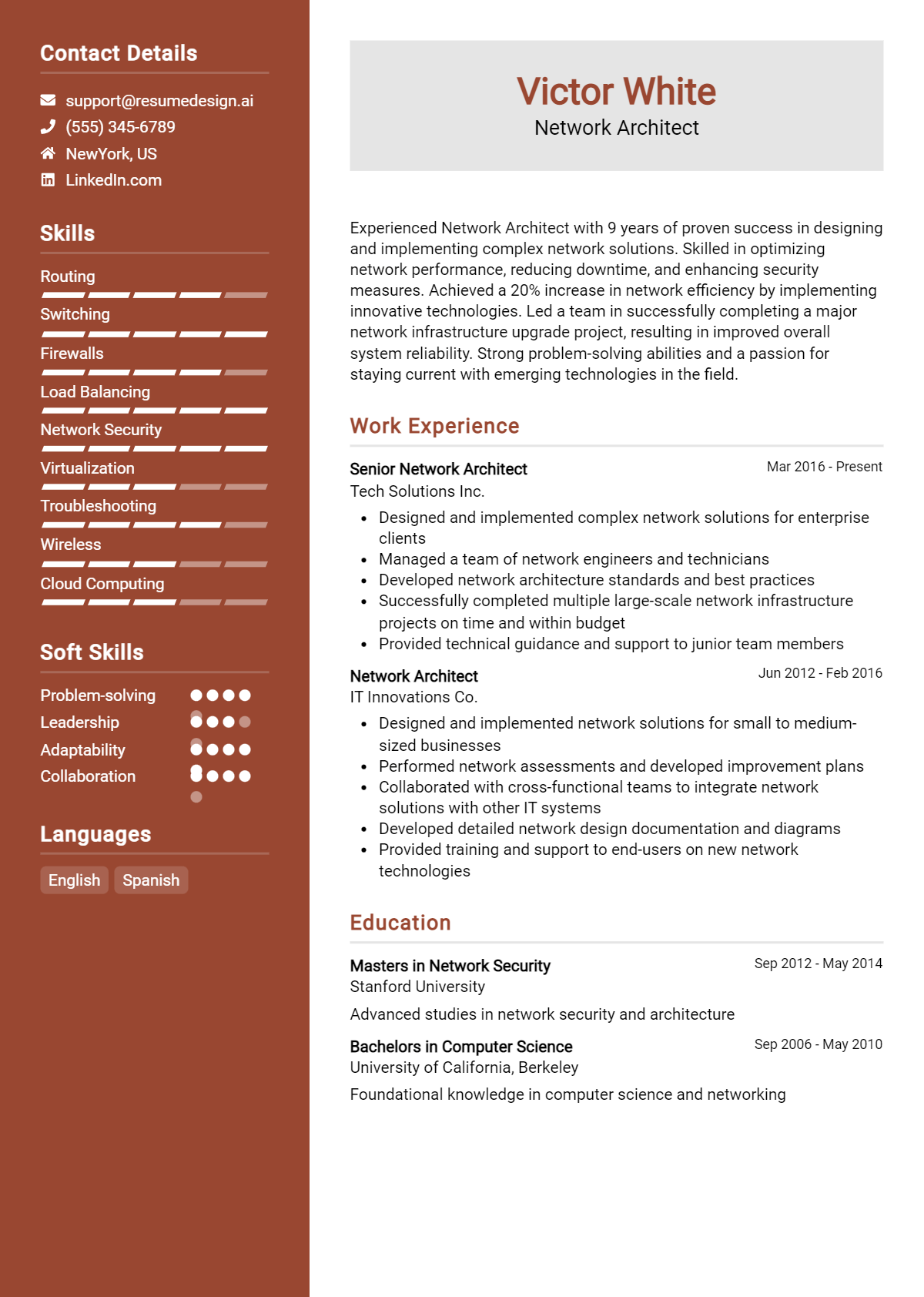 Network Architect Resume Example