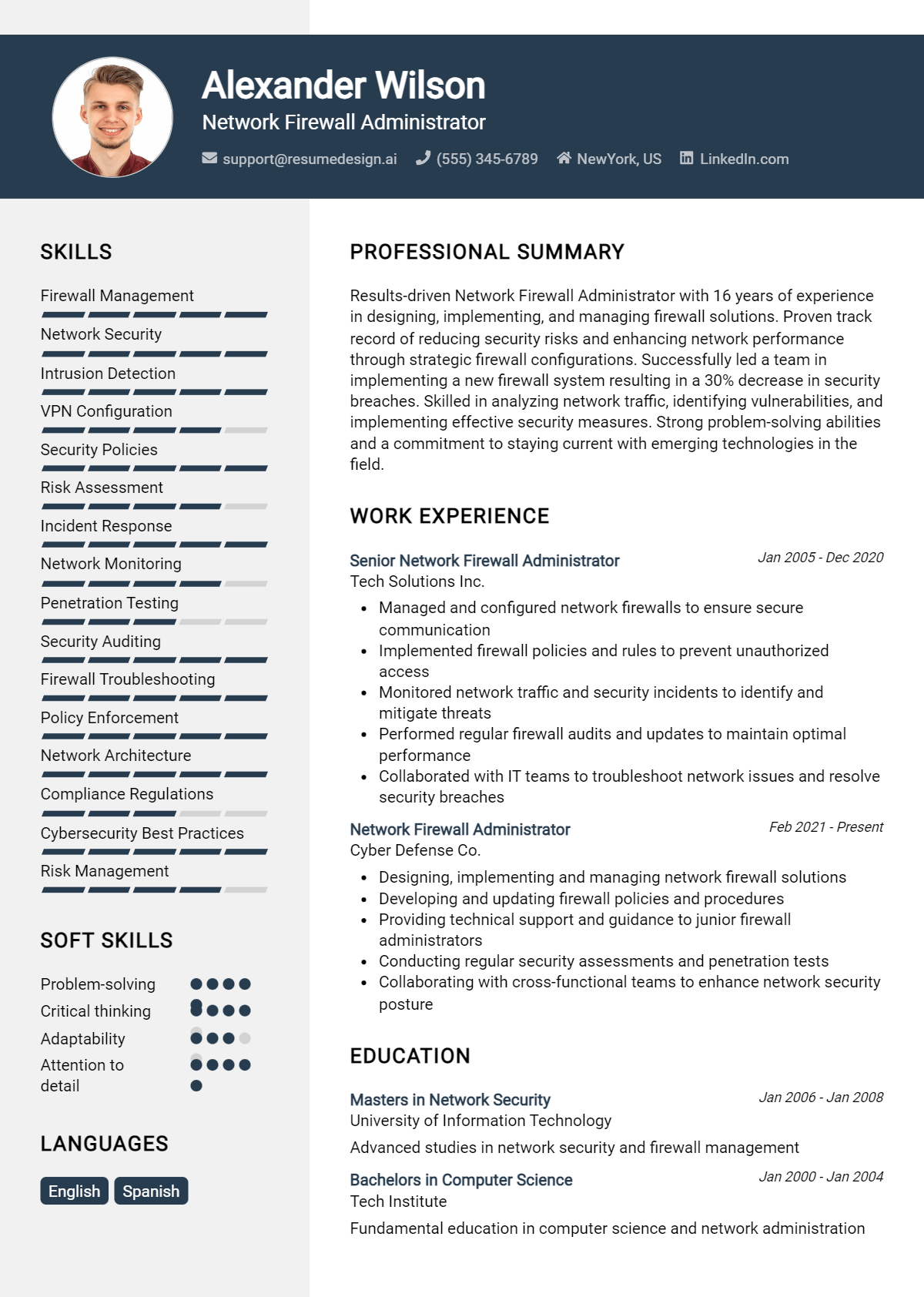 Network Firewall Administrator Resume Example