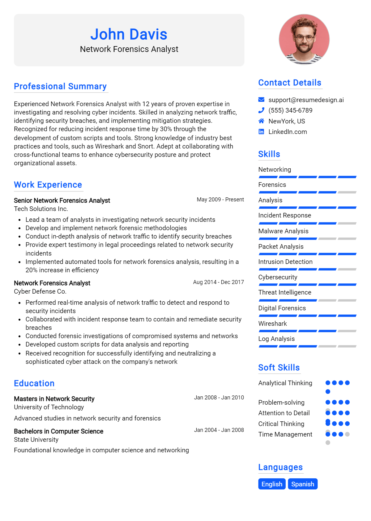 Network Forensics Analyst Resume Example