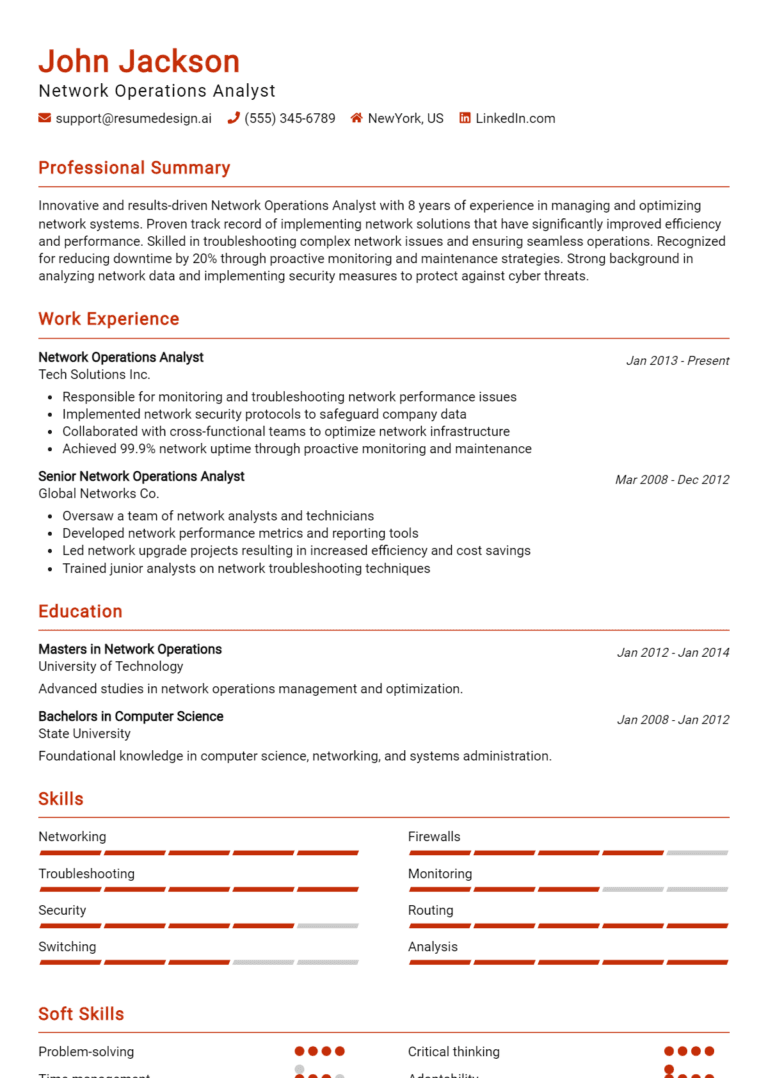 24 Network Operations Analyst Resume Examples And Templates for 2025
