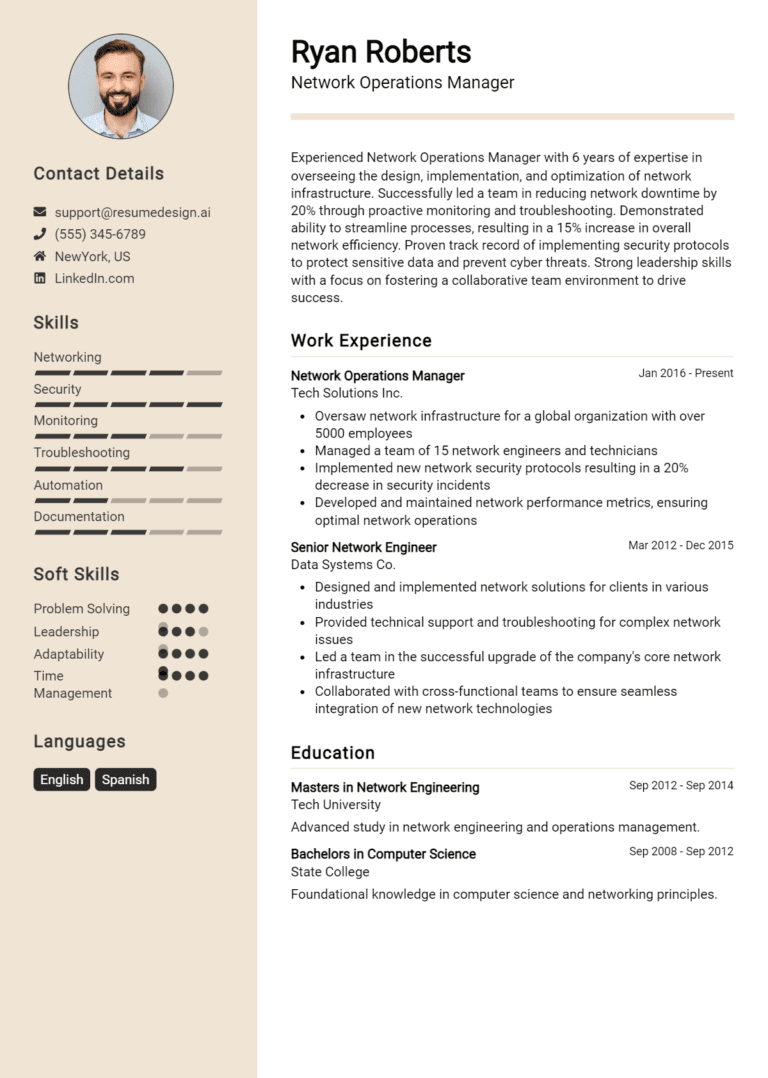 16 Network Operations Manager Resume Examples And Templates for 2025