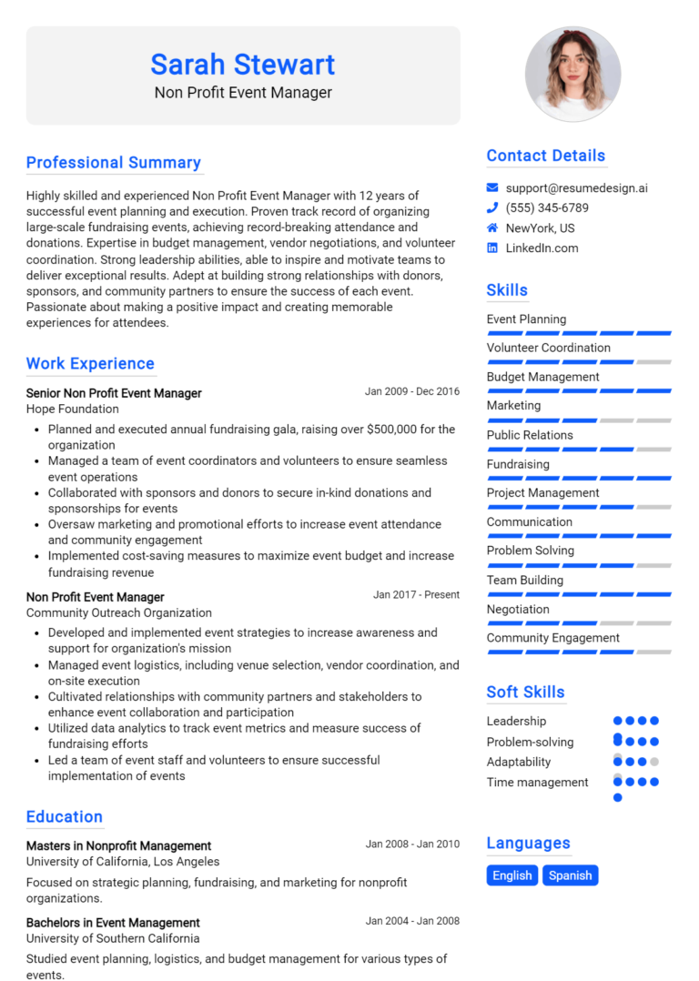 16 Event Manager Resume Examples And Templates for 2024 - ResumeDesign.ai