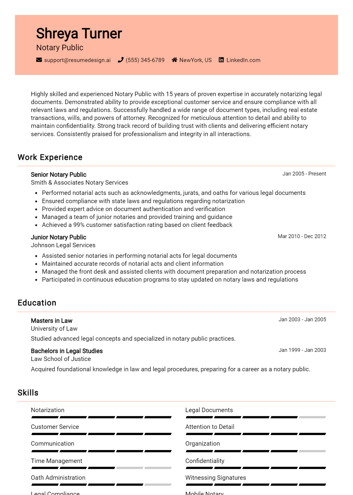 Notary Public Resume Example