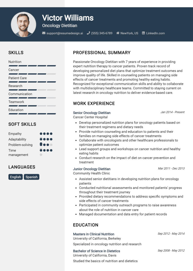 12 Oncology Dietitian Resume Examples And Templates for 2025: Expert Tips
