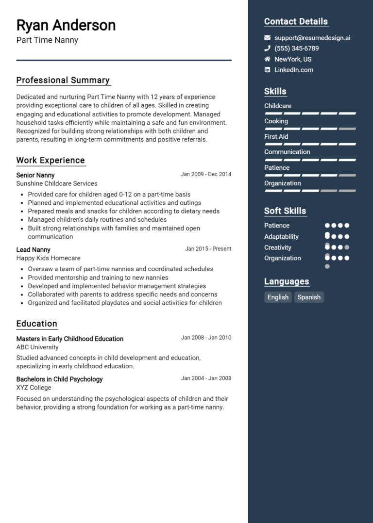 18 Professional Nanny Resume Examples And Templates for 2024 ...