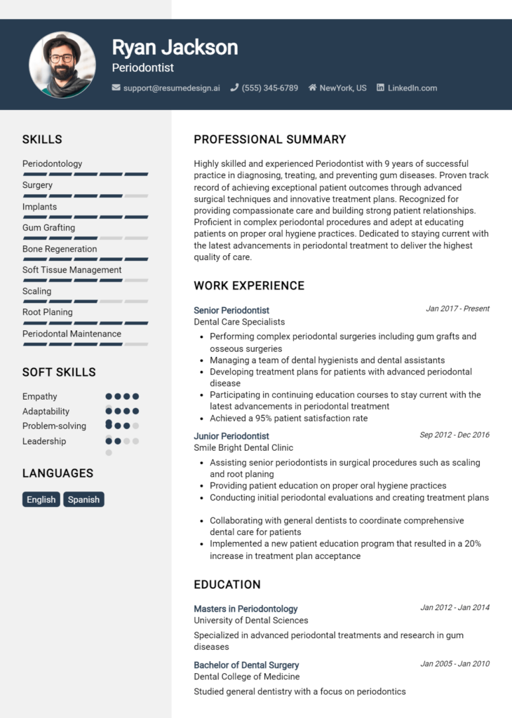 Periodontist Resume Example