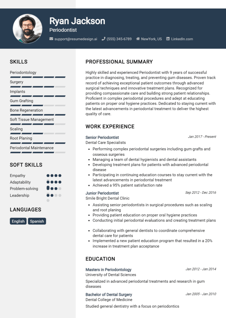 11 Periodontist Resume Examples And Templates for 2025: Top Tips