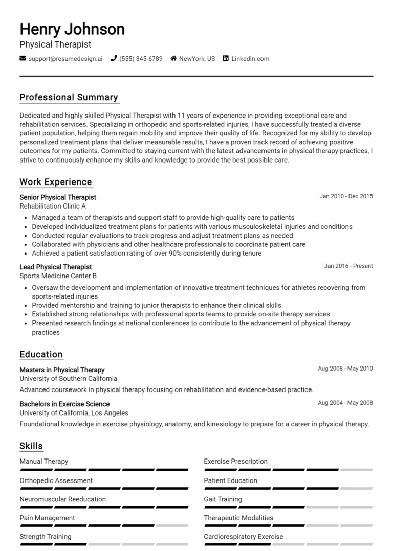 16 Physical Therapist Resume Examples And Templates for 2025 [Guide]