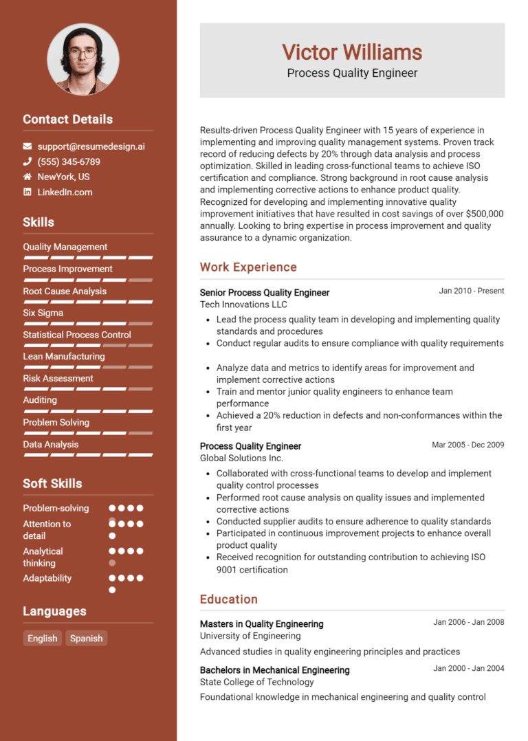 10 Process Quality Engineer Resume Examples And Templates for 2025