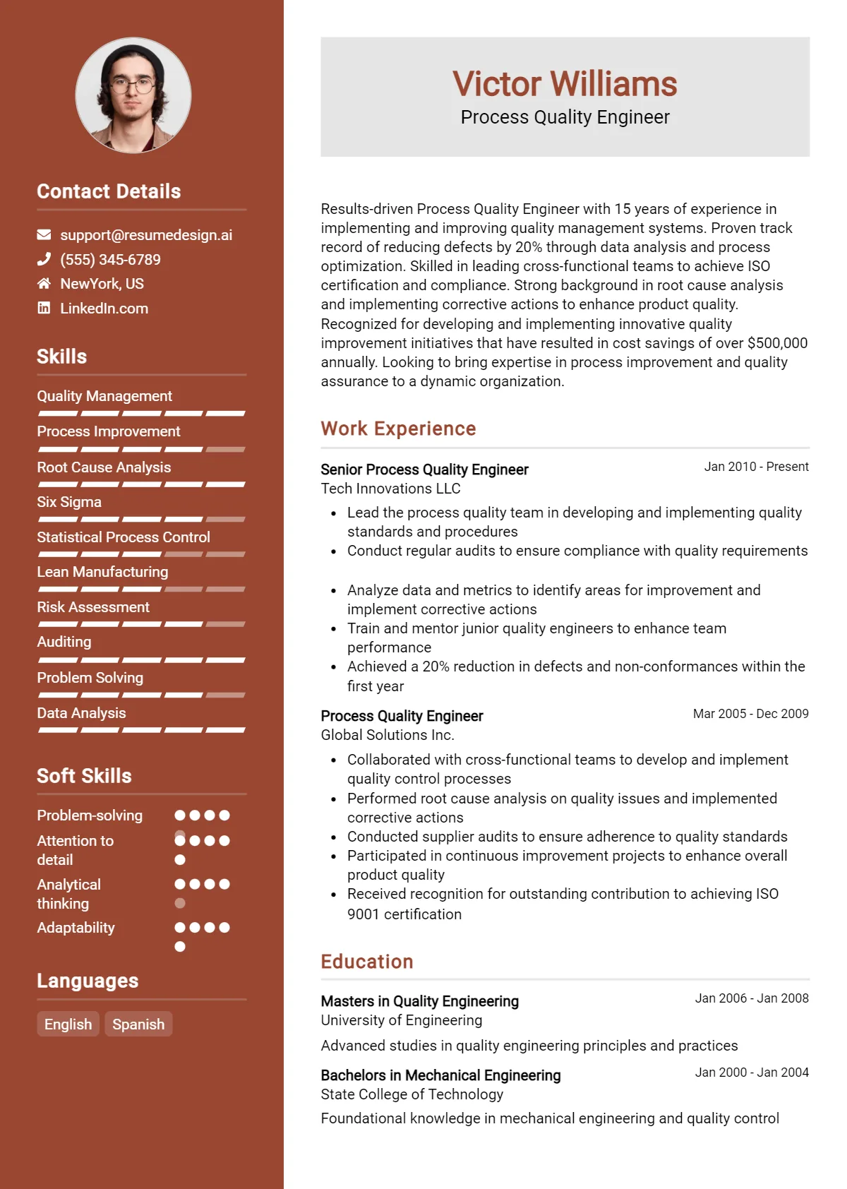 Process Quality Engineer Resume Example