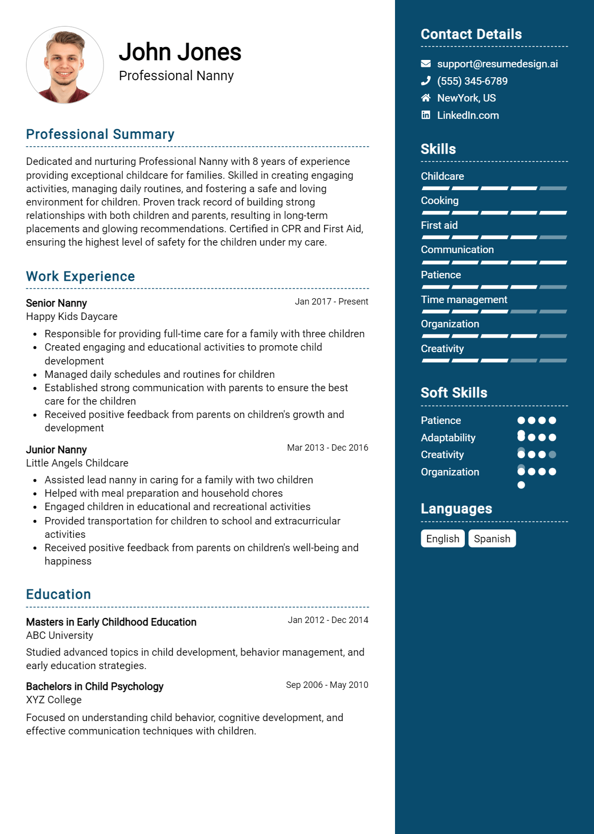 Professional Nanny Resume Example