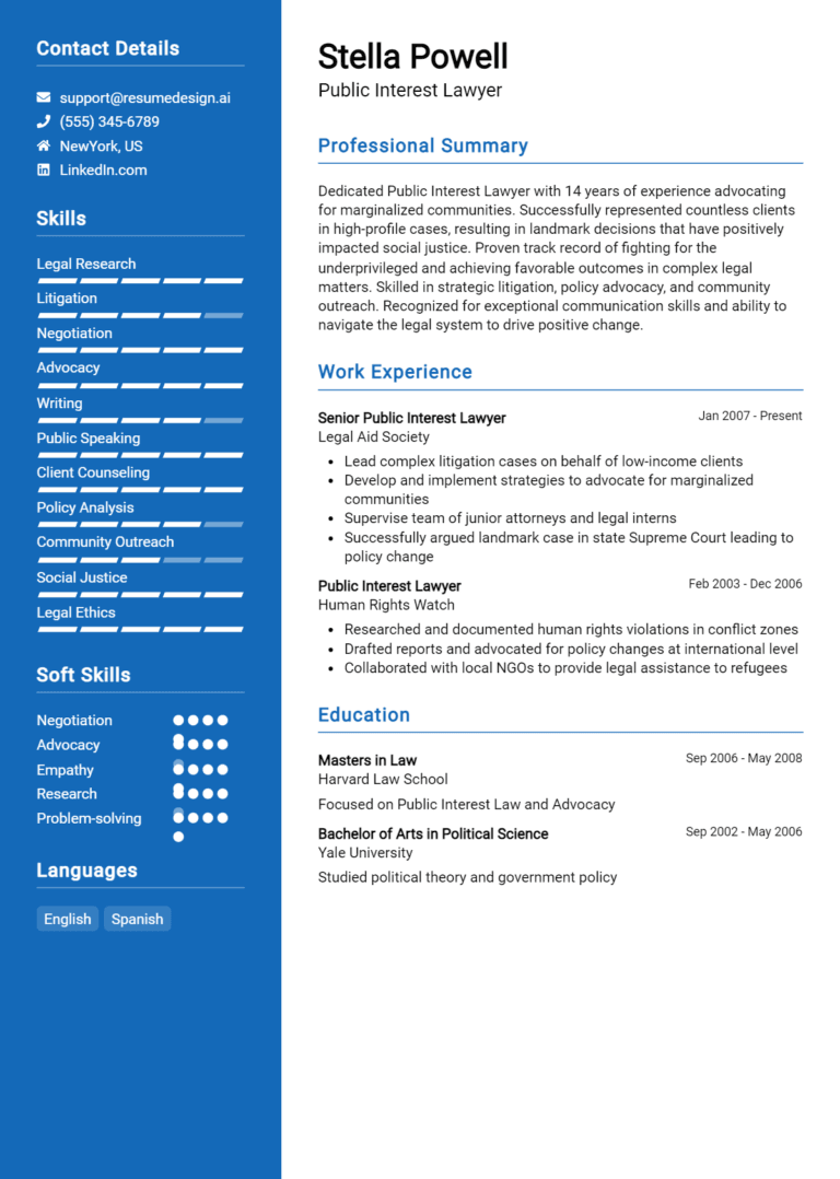 31 Public Interest Lawyer Resume Examples And Templates for 2025