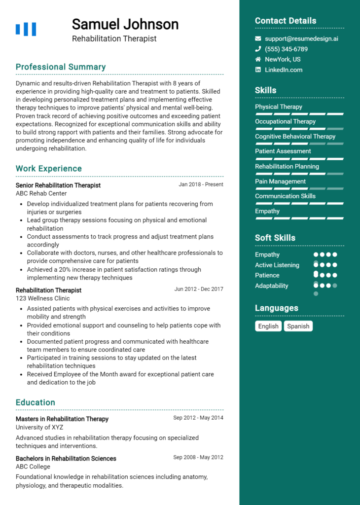 Rehabilitation Therapist Resume Example (1)