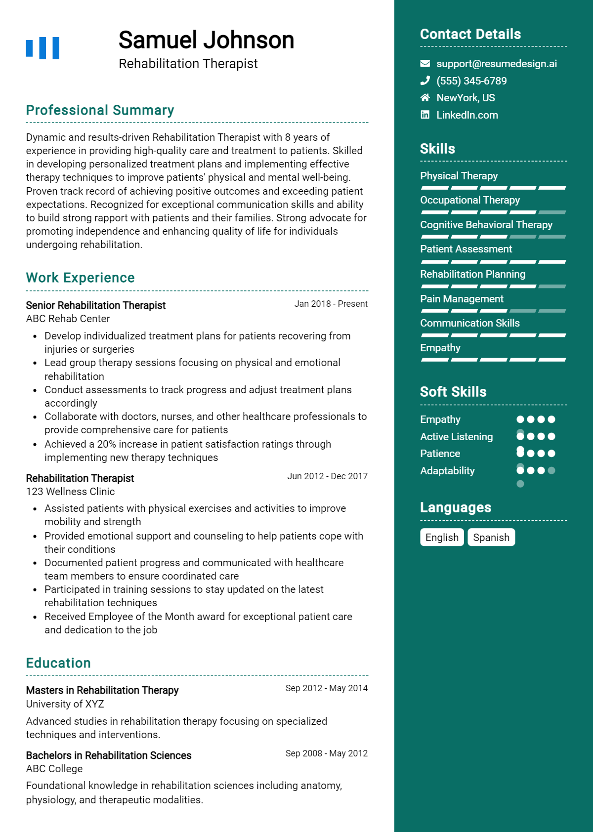 Rehabilitation Therapist Resume Example (1)