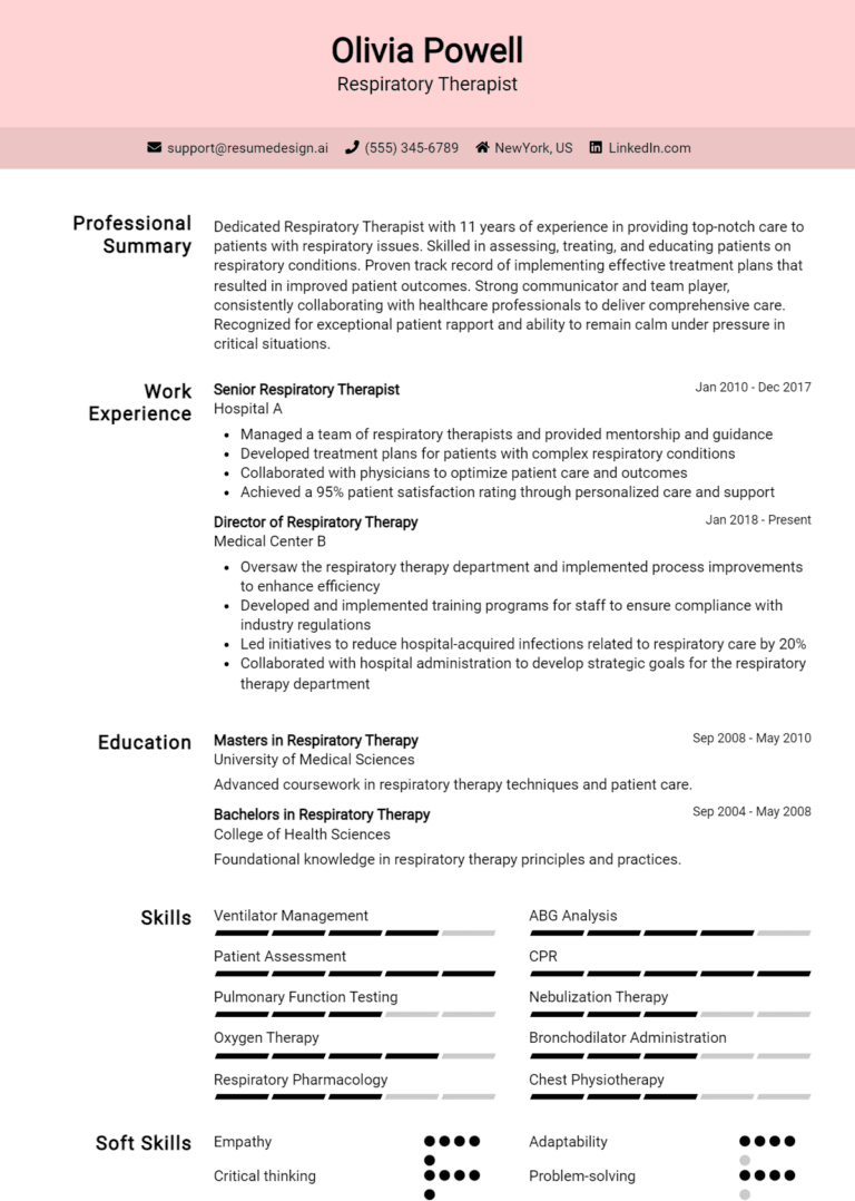 16 Respiratory Therapist Resume Examples And Templates for 2025