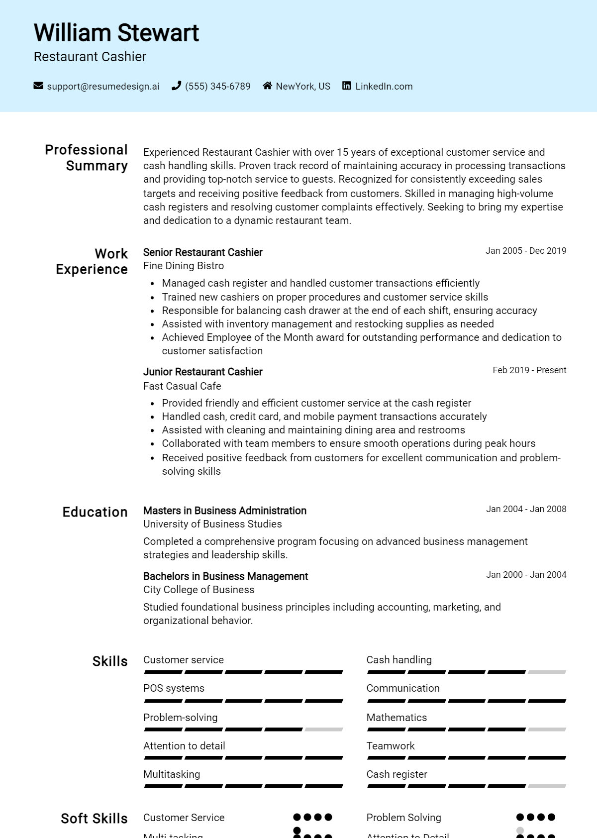 Restaurant Cashier Resume Example (1)