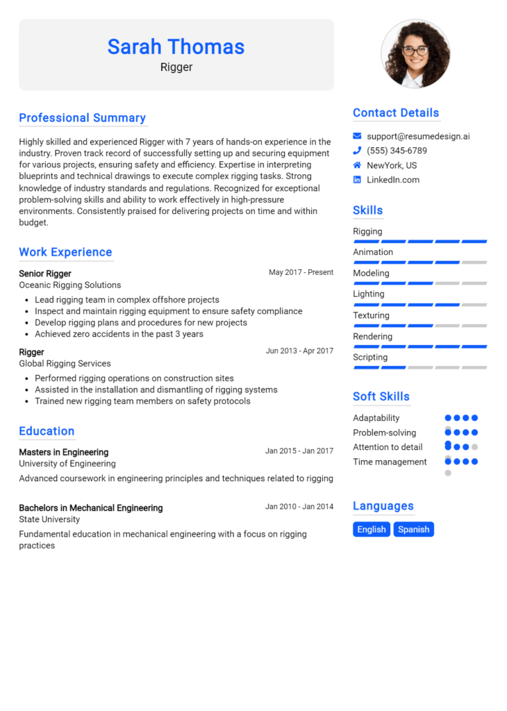 Rigger Resume Example