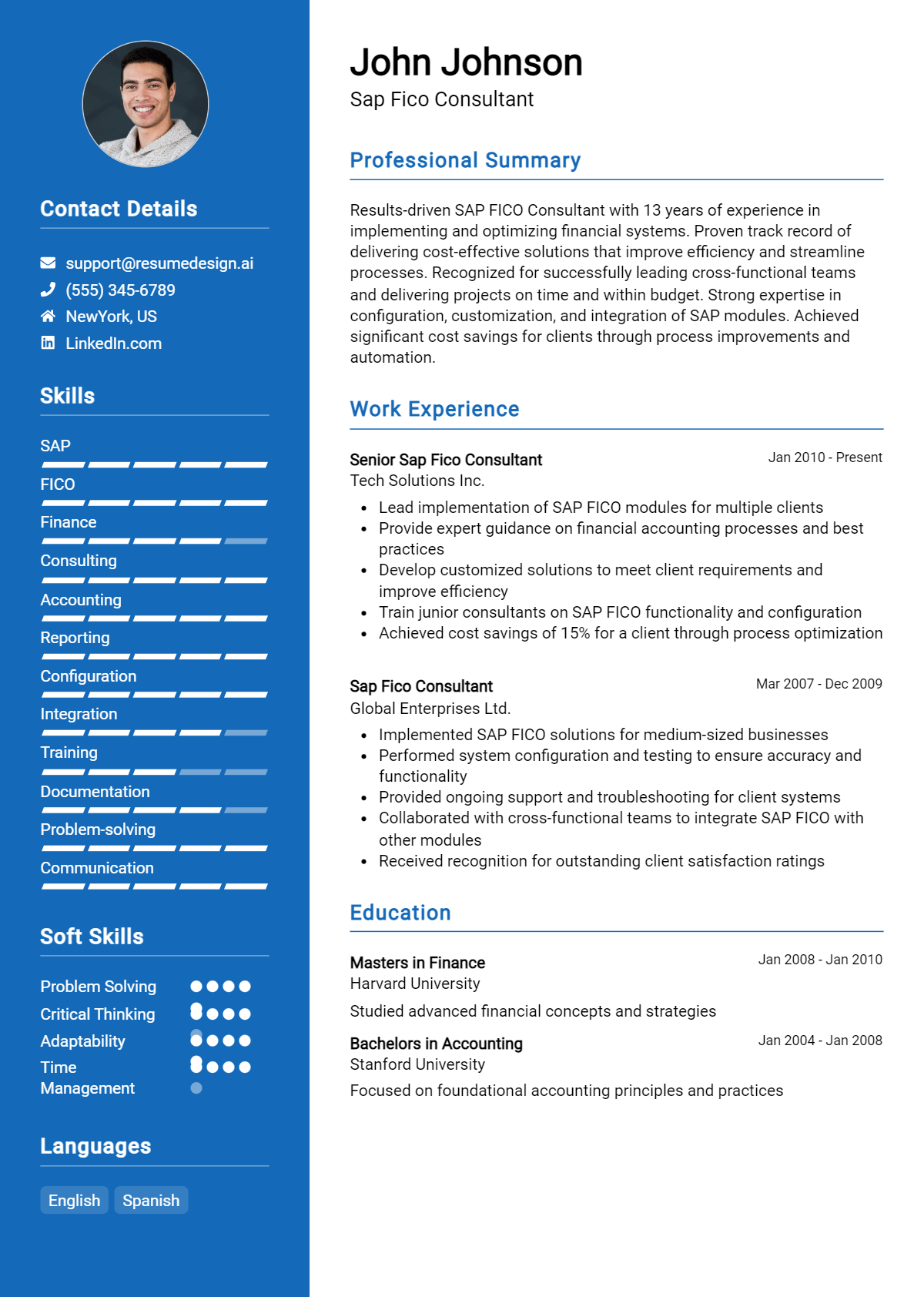 Sap Fico Consultant Resume Example