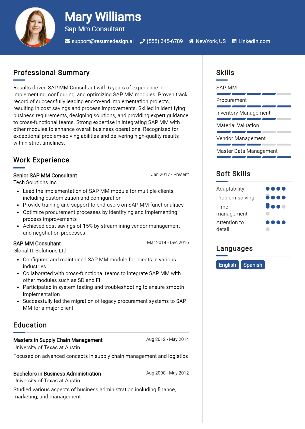 Sap Mm Consultant Resume Example