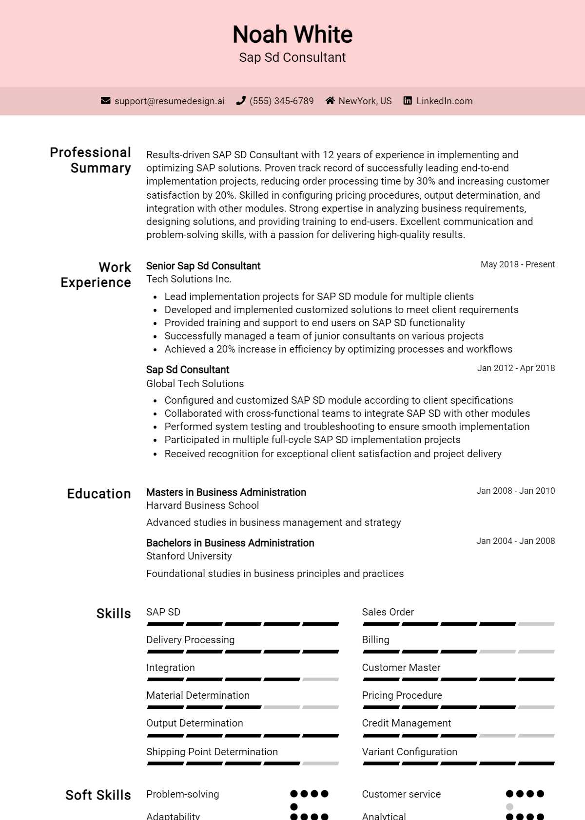 Sap Sd Consultant Resume Example