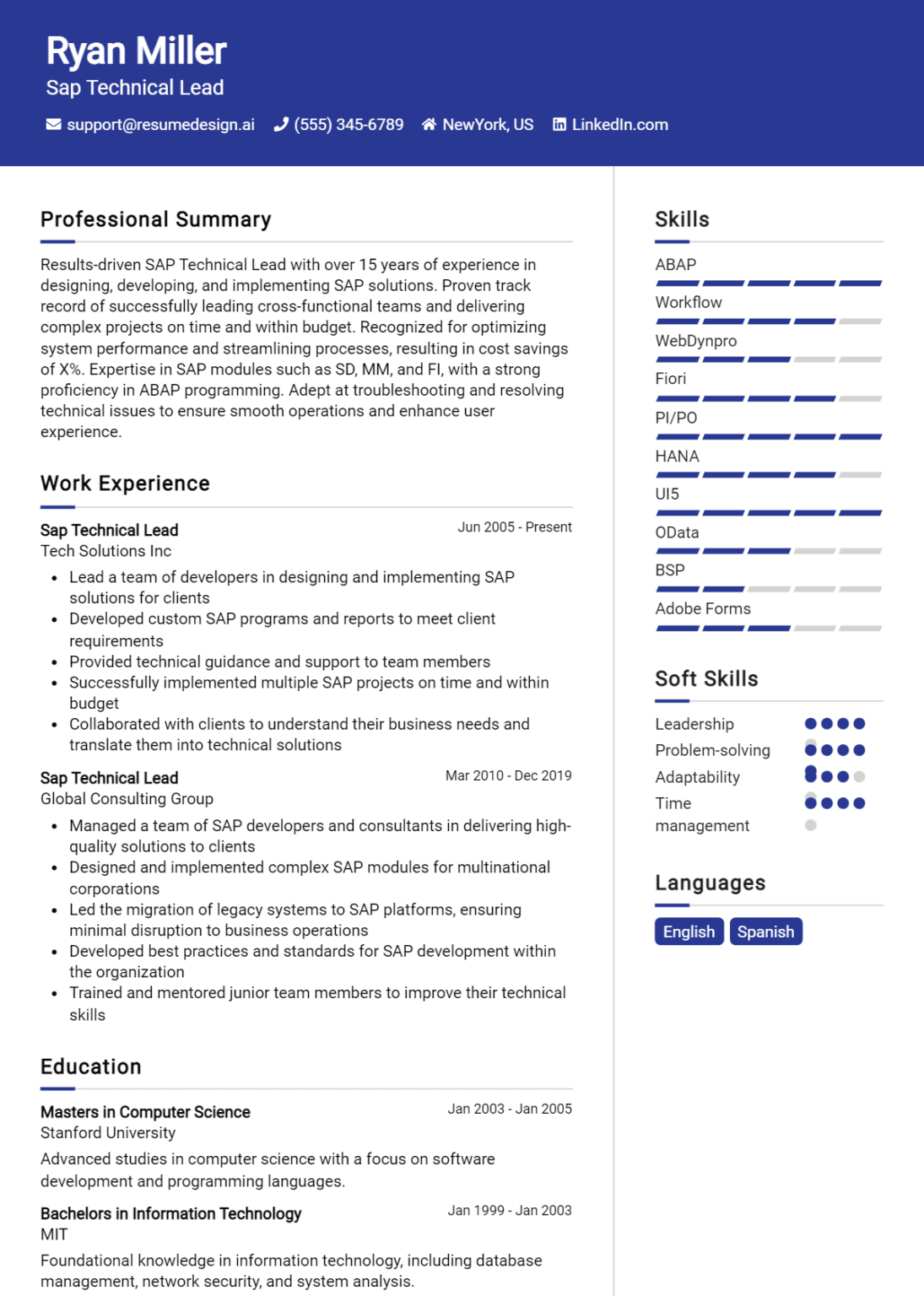 14 SAP Consultant Resume Examples And Templates for 2025 - ResumeDesign.ai