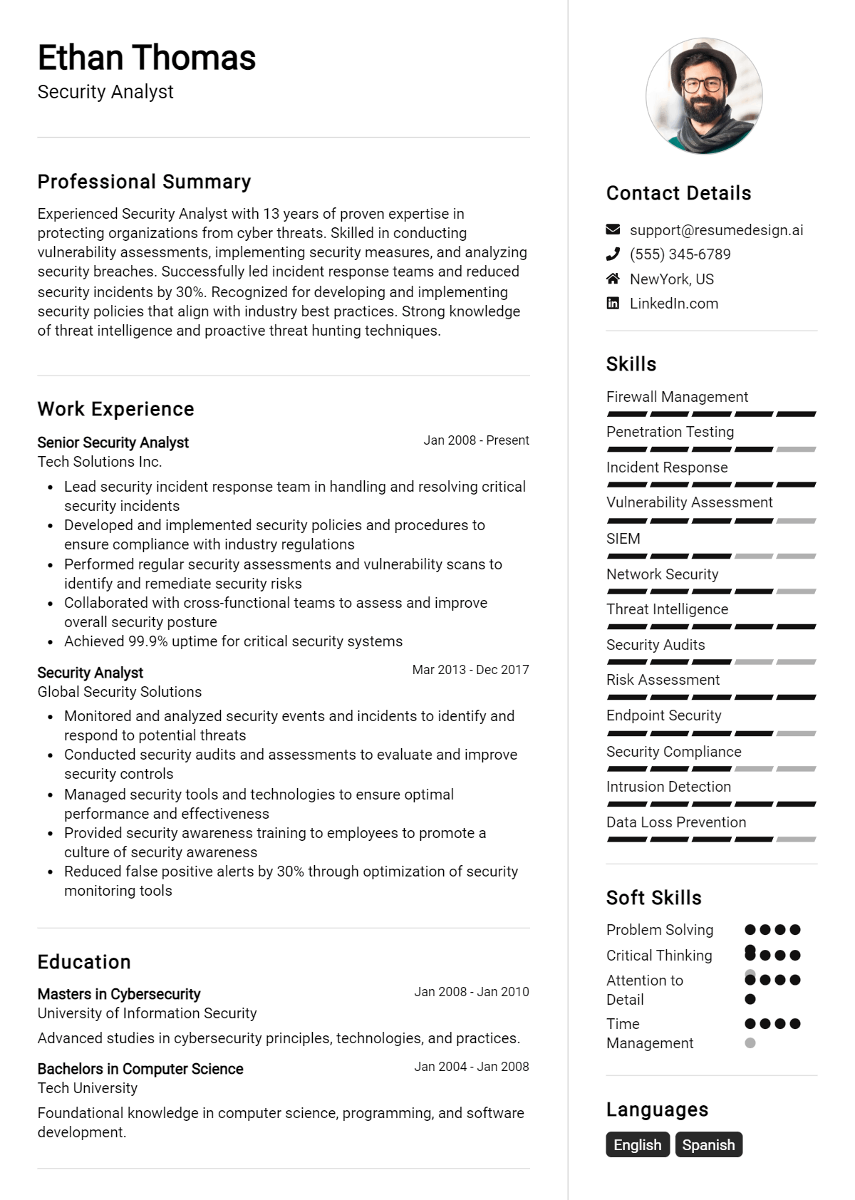 Security Analyst Resume Example