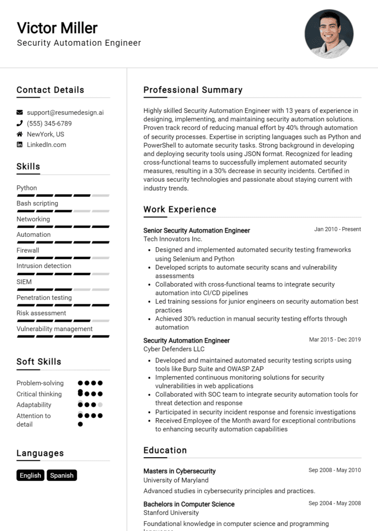 24 Security Automation Engineer Resume Examples And Templates for 2025