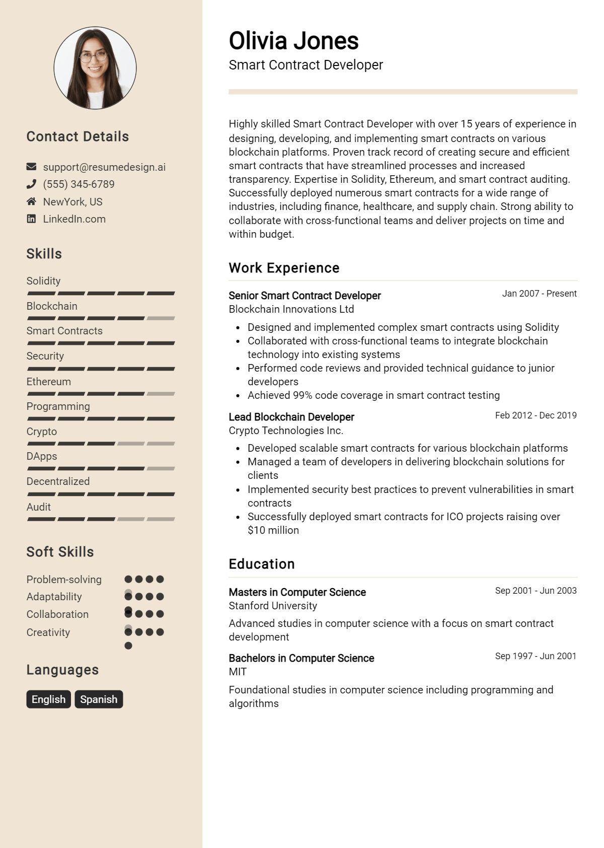 Smart Contract Developer Resume Example