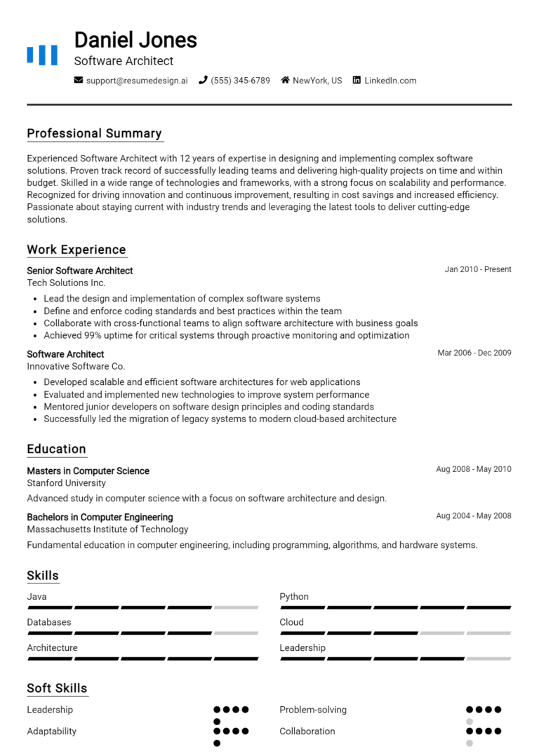 24 Software Architect Resume Examples And Templates for 2025