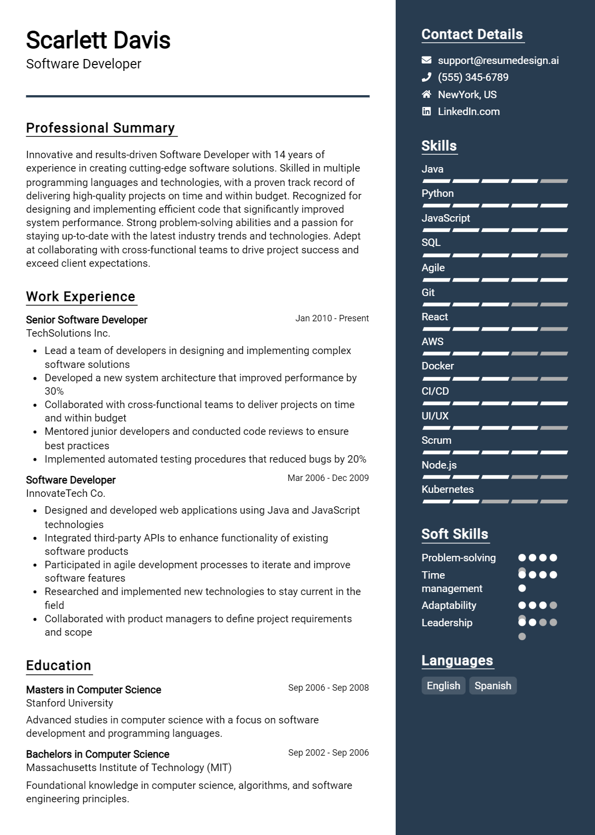 Software Developer Resume Example