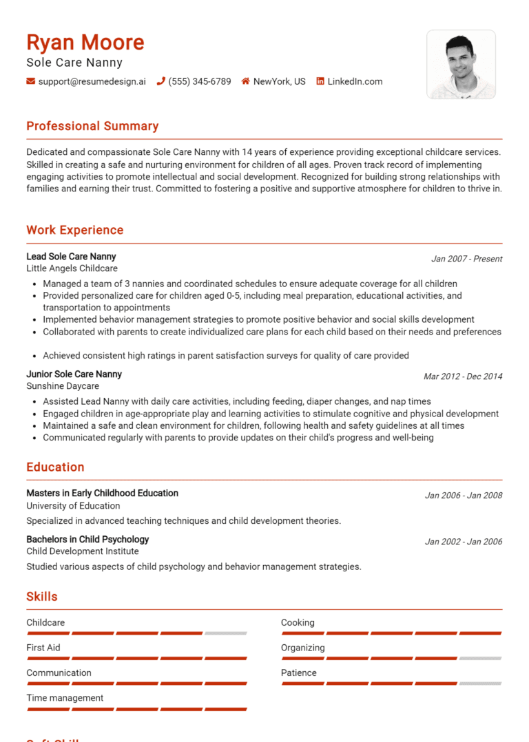 18 Sole Care Nanny Resume Examples And Templates for 2025: Expert Tips