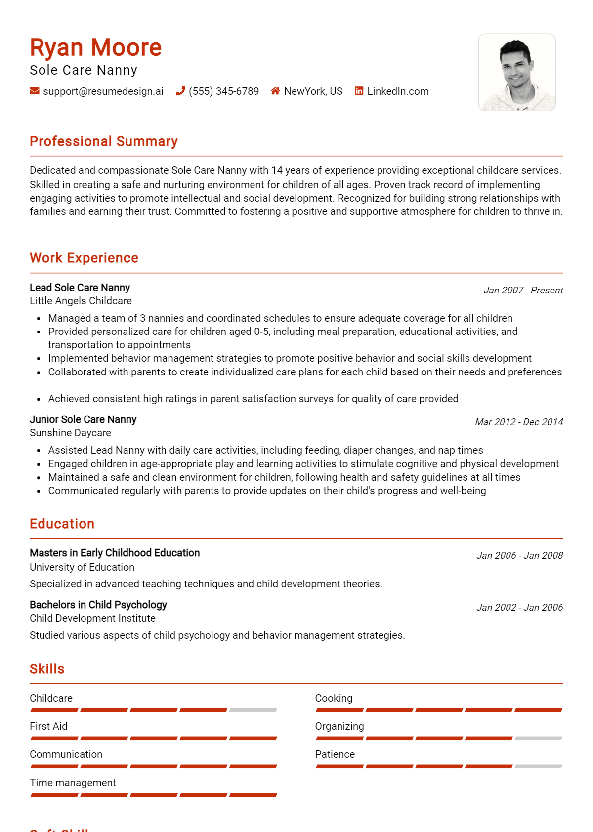 Sole Care Nanny Resume Example