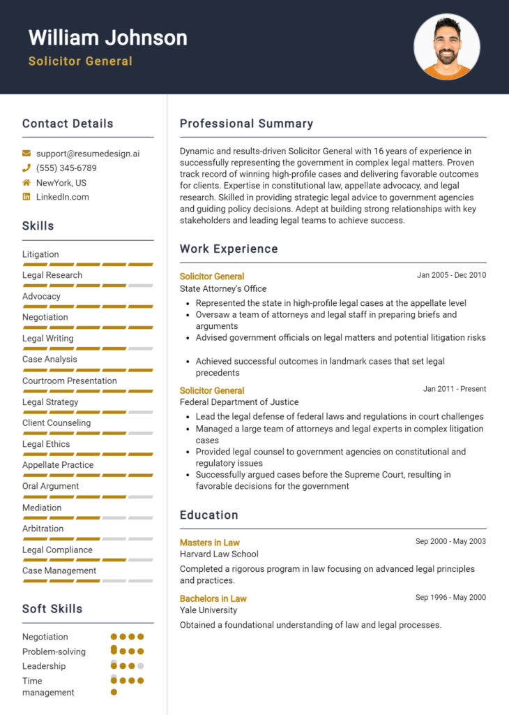 Solicitor General Resume Example