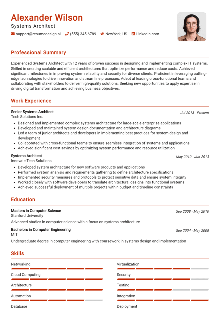 24 Systems Architect Resume Examples And Templates for 2025