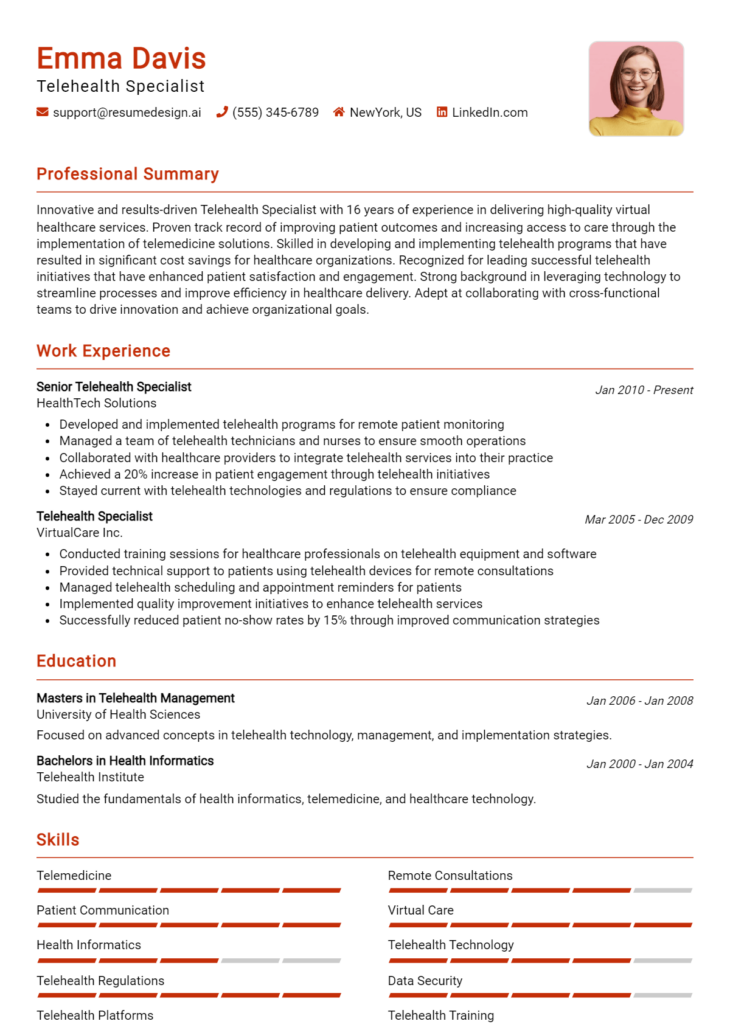 Telehealth Specialist Resume Example (1)