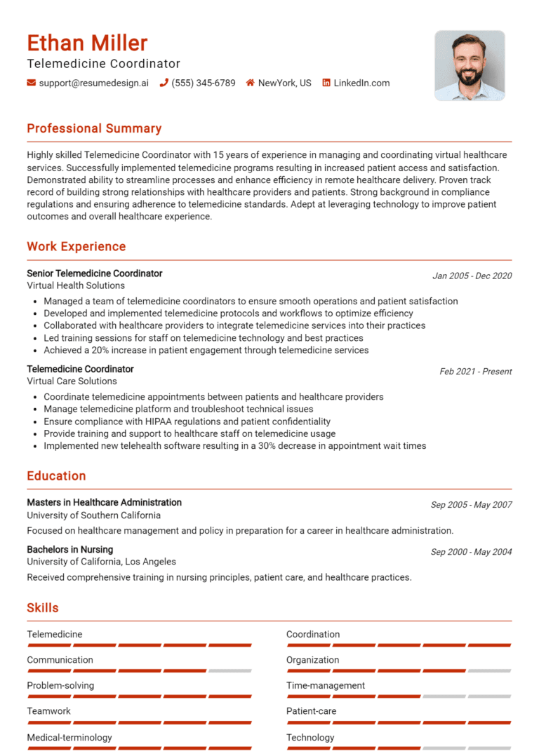 12 Telemedicine Coordinator Resume Examples And Templates for 2025: Expert Tips