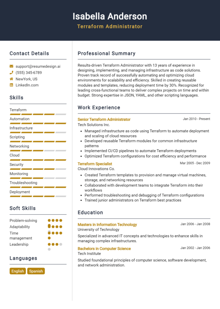 24 Terraform Administrator Resume Examples And Templates for 2025 ...