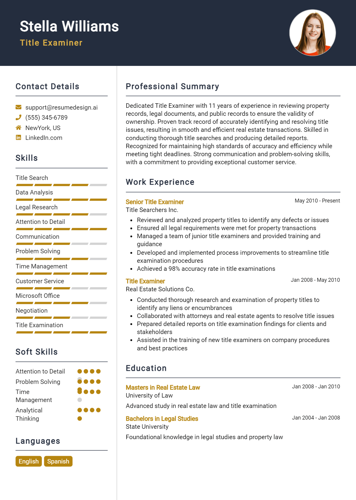 Title Examiner Resume Example