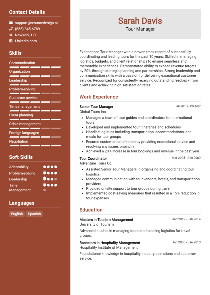 18 Tour Guide Resume Examples And Templates for 2024: Top Tips ...