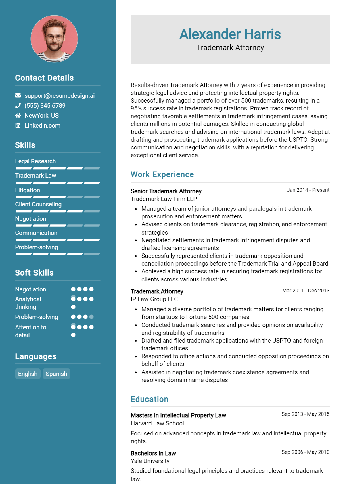 Trademark Attorney Resume Example