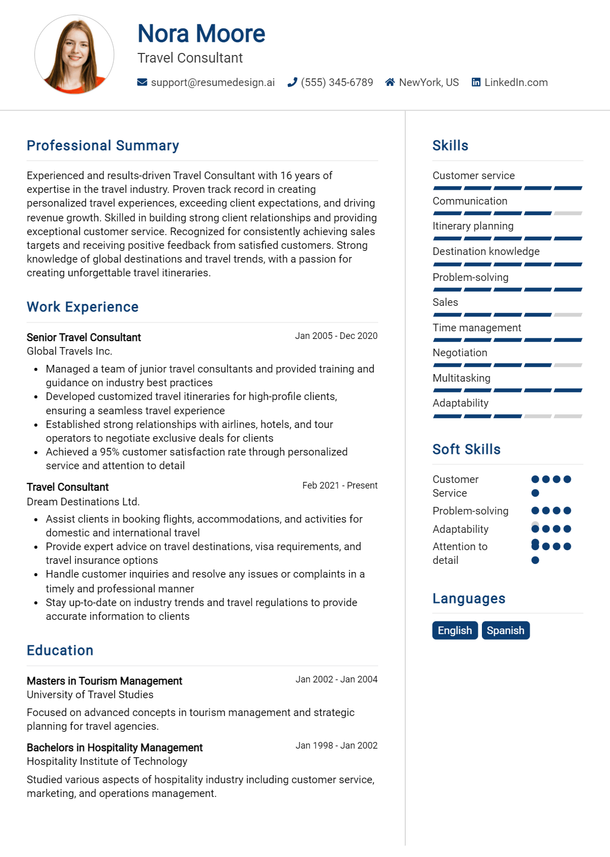 Travel Consultant Resume Example