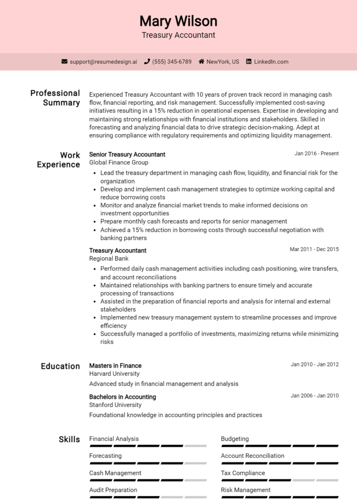 Treasury Accountant Resume Example (1)