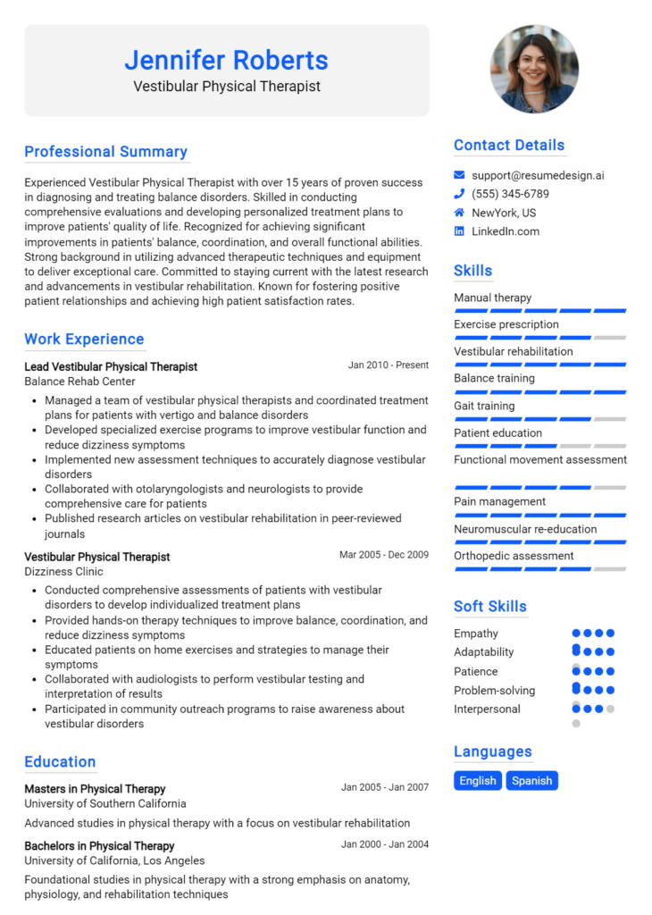 Vestibular Physical Therapist Resume Example (1)